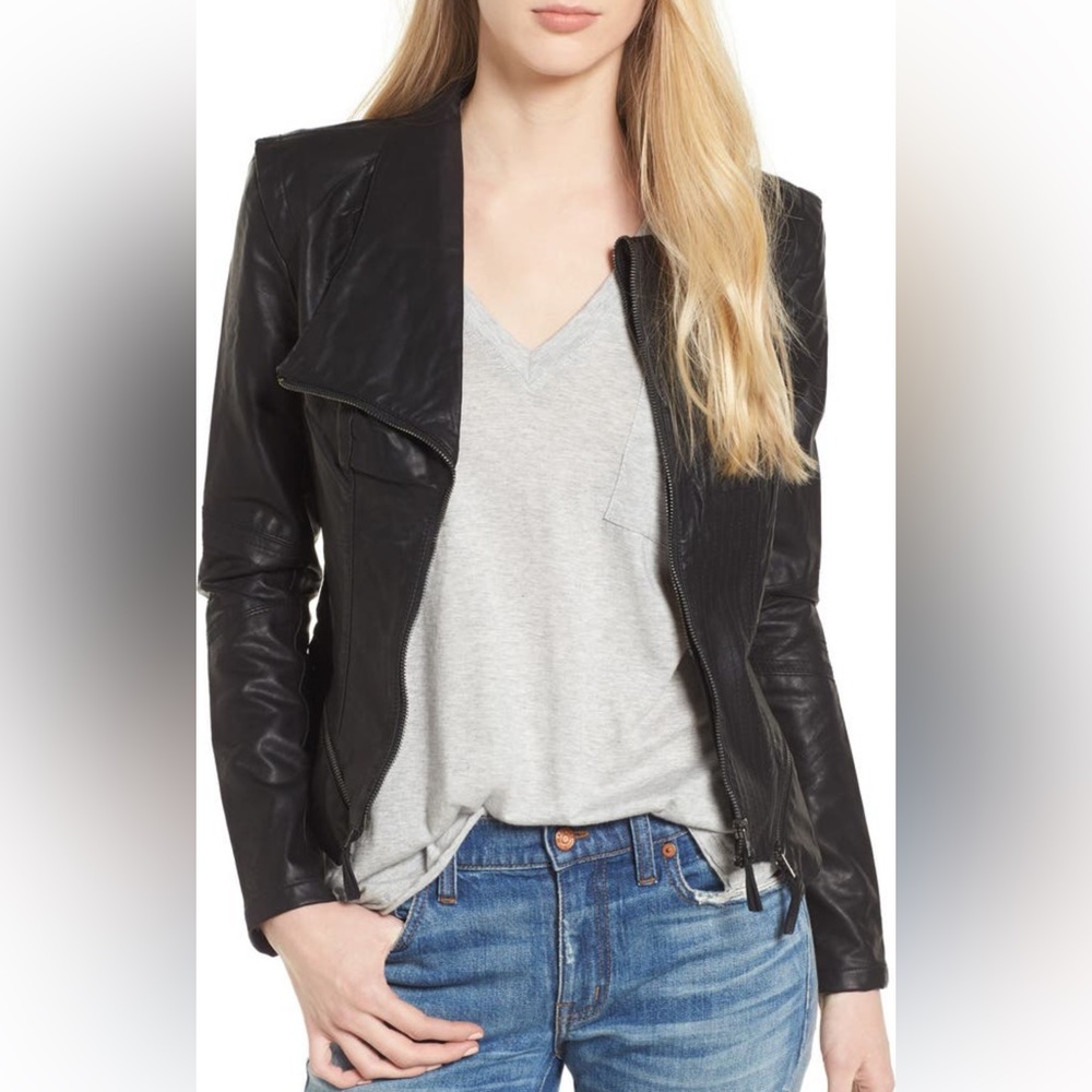 BLANKNYC Faux Leather Jacket with Zipper Details